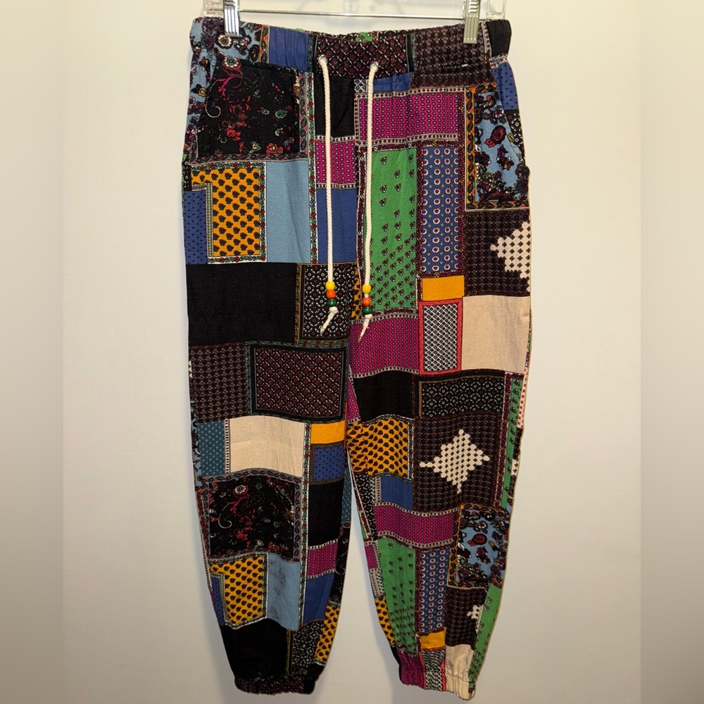 Eclectic Multicolor Jogger Pants with Patchwork Design - NWOT
